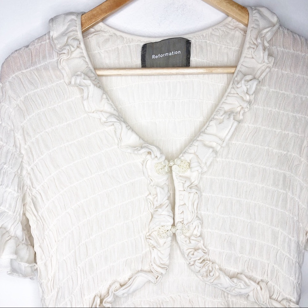 Reformation Detrich Blouse Top Cream Ruffle Small - Picture 6 of 7